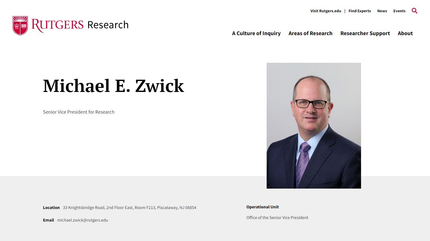 Michael E. Zwick | Rutgers Research