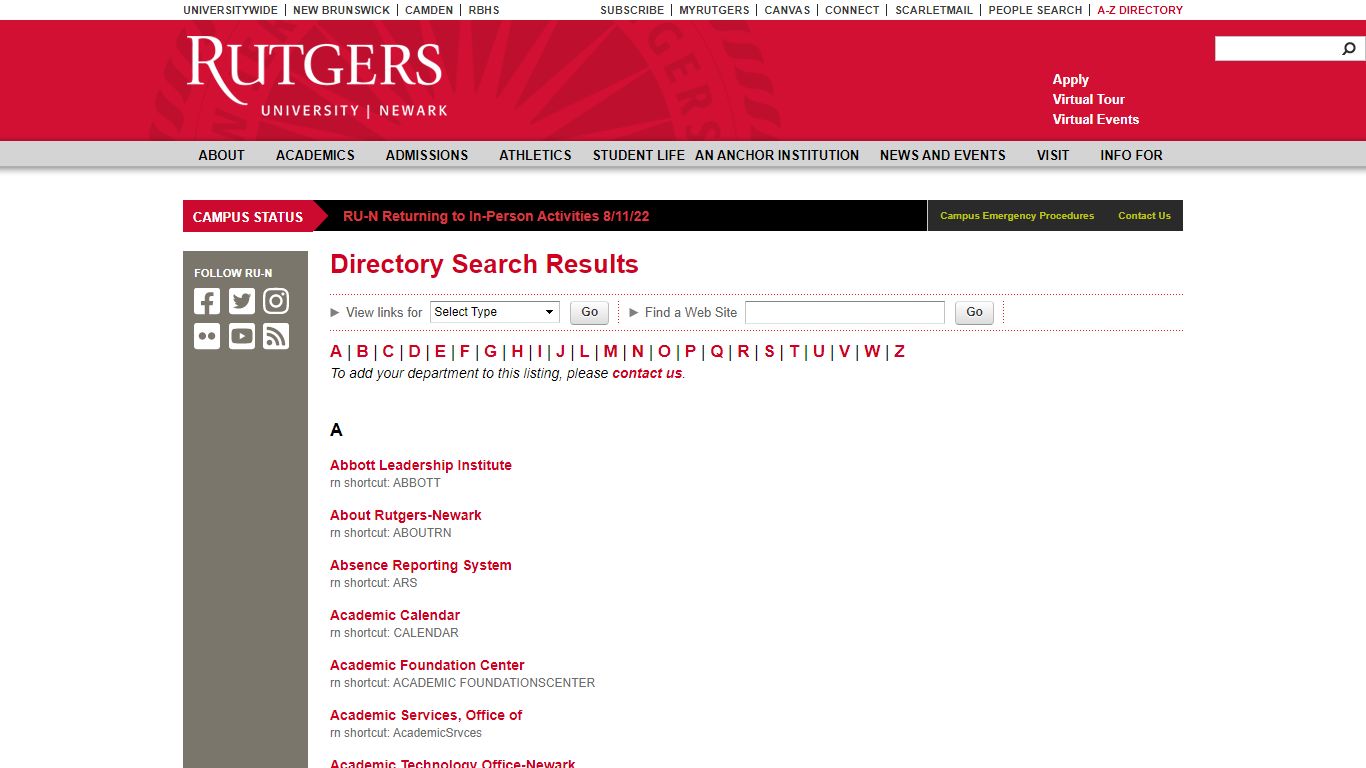 Directory Search Results | Rutgers University - Newark